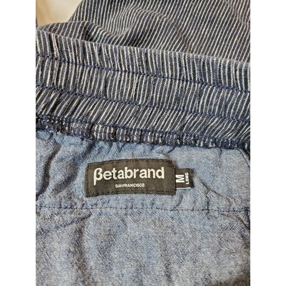 Betabrand Pants Medium Tall LONG Womens LINEN Elastic Waist Joggers Blue Pockets - Picture 6 of 10